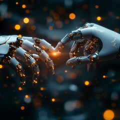 Reaching Hand Hand And Human Toward Robotic Close-Up
