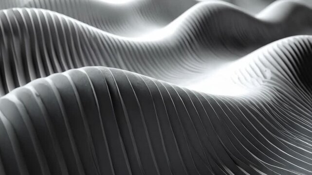 Abstract smooth flowing curves and lines create a soft rippling wave effect and depth, with textured monochromatic surface