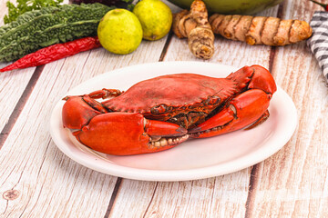 Hot fresh Boiled red crab