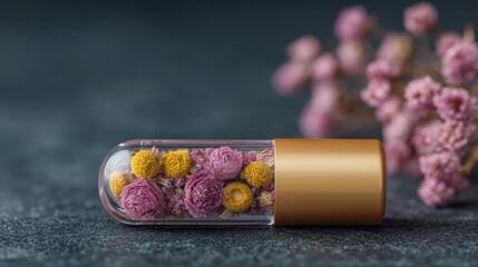 Dried Flower Lip Balm in Capsule  Beauty Product  Natural Cosmetics