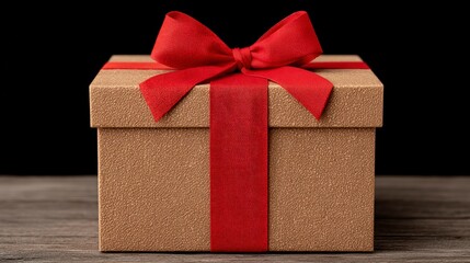 Elegant Gift Box Mockup  Red Ribbon  Brown Packaging  Studio Shot