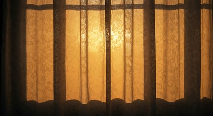 Curtains Silhouetted by Sunlight