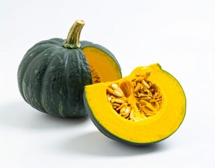 Kabocha squash green japanese pumpkin cut slice healthy food ingredient