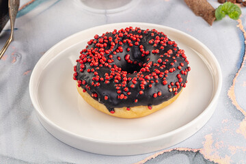 Glazed chocolate sweet donut dessert