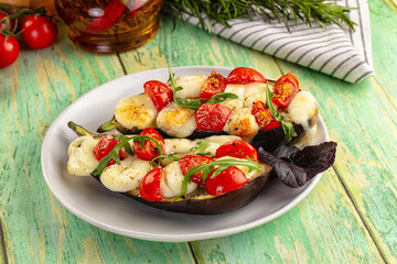 Baked eggplant with cherry and mozzarella