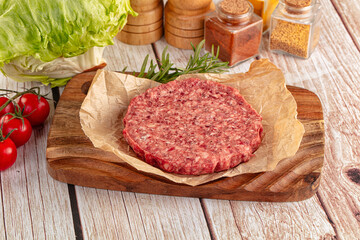 Raw beef cutlet for burger
