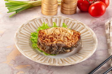 Roasted cod fish fillet piece