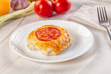 Chicken chop cutlet with cheese and tomato