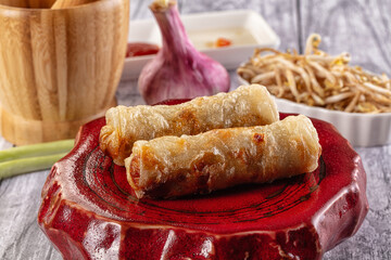 Vietnamese traditional nem roll with meat