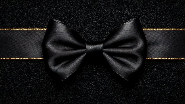 Elegant Black Bow with Gold Ribbon  Luxury Gift  Party  Decoration