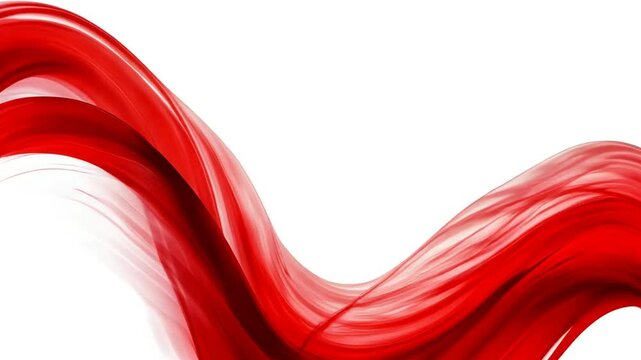 Dynamic flowing red wave against white background for artistic and modern designs