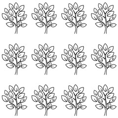 Seamless pattern of tree branches with leaves, suitable for various design projects. Ideal as a nature ornament, graphic element or background.