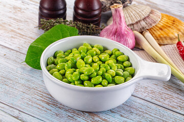 Edamame beans in the bowl