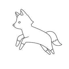 A cartoon fox is jumping in the air