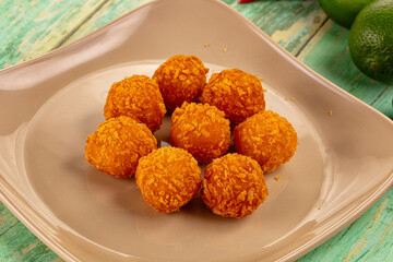 Fried crispy yellow cheese balls