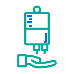 Fototapeta premium Blood Donation Bag Vector Line Blue Bluish Green Icon Design