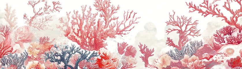 Vibrant coral reef illustration on a white background.