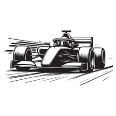 Formula race car on track with driver in action image vector