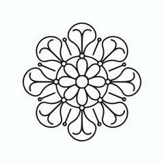 Simple Mandala Flower Coloring Page – Floral Symmetry Printable Design