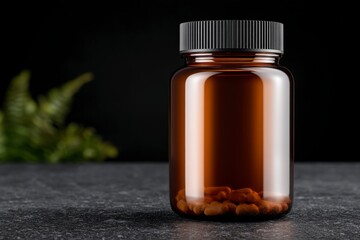 Amber Glass Supplement Bottle Mockup  Pills  Vitamins  Healthcare Product Packaging Design