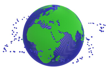 ドットでできたミニチュアの地球
