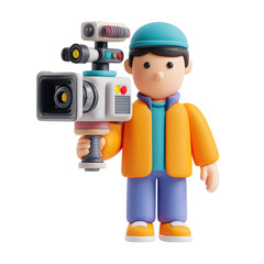 3D Cartoon Cameraman Video Production Filmmaker.