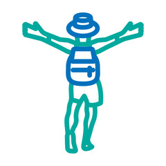 Tourist  Vector Line Blue Bluish Green Icon Design