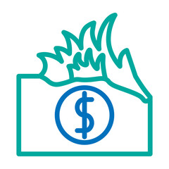 De Dollarization Vector Line Blue Bluish Green Icon Design