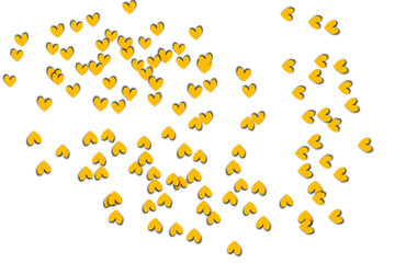 Yellow paper heart shape isolated on transparent background. Valentine's Day. Red heart with shadow. Love. Illustration.