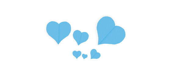 Isolated light blue paper heart shape on transparent background. Valentine's Day. Red heart with shadow. Love. Illustration.
