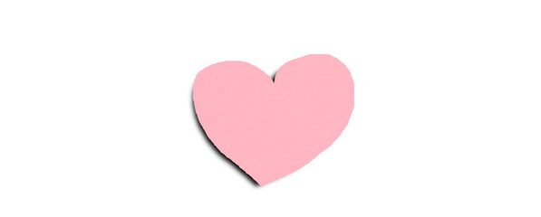 Pink paper heart shape isolated on transparent background. Valentine's Day. Red heart with shadow. Love. Illustration.