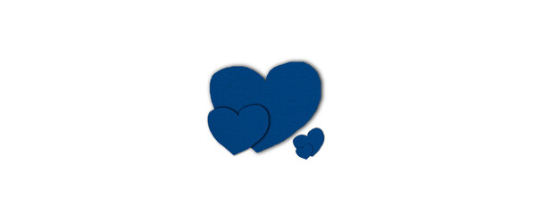 Isolated blue paper heart shape on transparent background. Valentine's Day. Red heart with shadow. Love. Illustration.