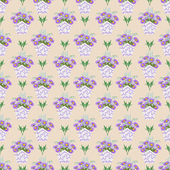 Floral bouquet seamless vector pattern Great for fabric packaging wallpaper wrap carpet decorative illusion and decor projects. Fully editable EPS file included.