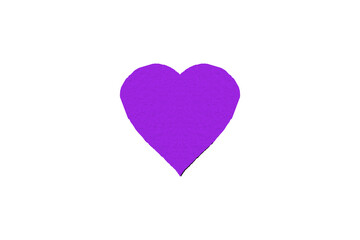Purple paper heart shape isolated on transparent background. Valentine's Day. Red heart with shadow. Love. Illustration.