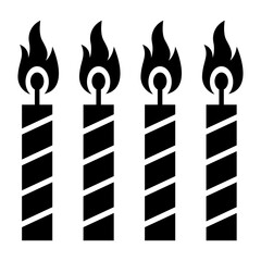 Four  Burning Candles in Black Decorative Form