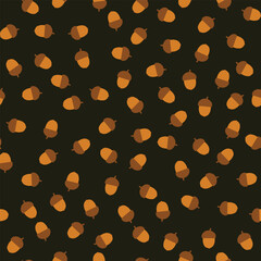 Scattered Acorn on Dark Green Fall Pattern