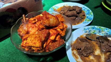 Fried Chicken, beef and tofu dishes