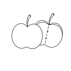 Two apples are shown in a white background