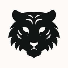 Fototapeta premium Majestic Tiger Head Silhouette A Powerful Black and White Illustration