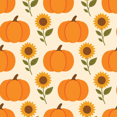 Pumpkin and Sunflower Autumn Pattern