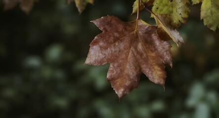 Brown Leaf on Tree Branch