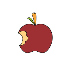A cartoon apple with a bite taken out of it