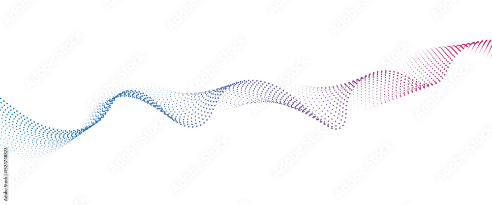 Poster Flowing Dot Wave halftone gradient pattern on transparent background	
