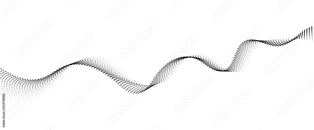 Leinwandbilder Flowing Dot Wave halftone gradient pattern on transparent background	
