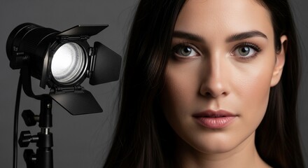 Studio Portrait with Professional Lighting and Close-up Facial Details