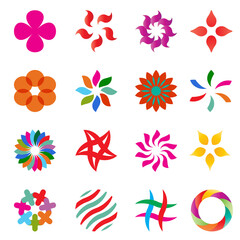 “Set of Colorful Abstract Flower and Circular Vector Logo Icons – Modern Symbol Designs”
