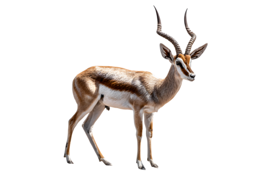 Isolated grant’s gazelle standing wildlife animal with long horns photo on transparent background