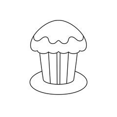 A cupcake is sitting on a plate