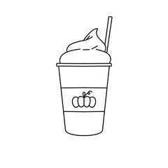 A cup of coffee with a pumpkin design on it