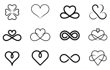 Collection of elegant heart and infinity symbol vector designs